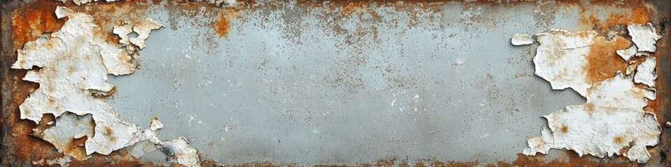 Obraz premium Old metal background with grunge texture and rusted vintage borders, complete with white peeling paint and brown rust