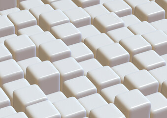 Obraz premium Hand drawn 3D abstract illustration of white cubes with rounded edges and corners