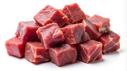 Fototapeta premium raw meat cubes isolated on white or transparent png 
