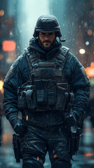 Naklejka premium close up of a FBI officer, FBI officer wallpaper, 