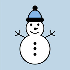 Happy winter snowman with hat vector icon