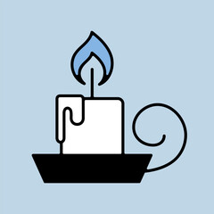 Burning candle in a bowl vector icon