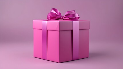 Fototapeta premium Magenta-Colored Gift Box Isolated on Plain Background 