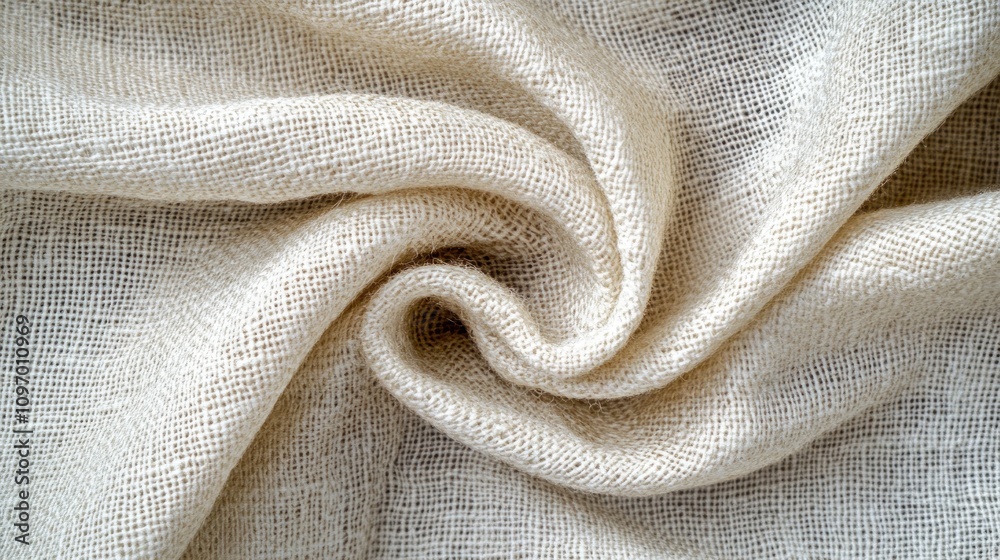 Poster a close-up of textured beige fabric, showcasing its softness and woven pattern.