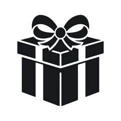 Gift Box with Bow, Flat design holiday gift box icons with ribbon accents, ideal for stylish and contemporary festive gifting.