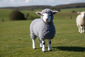 Obraz premium Charming Playful Lamb Wearing Sunglasses and Soft Fluffy Fleece