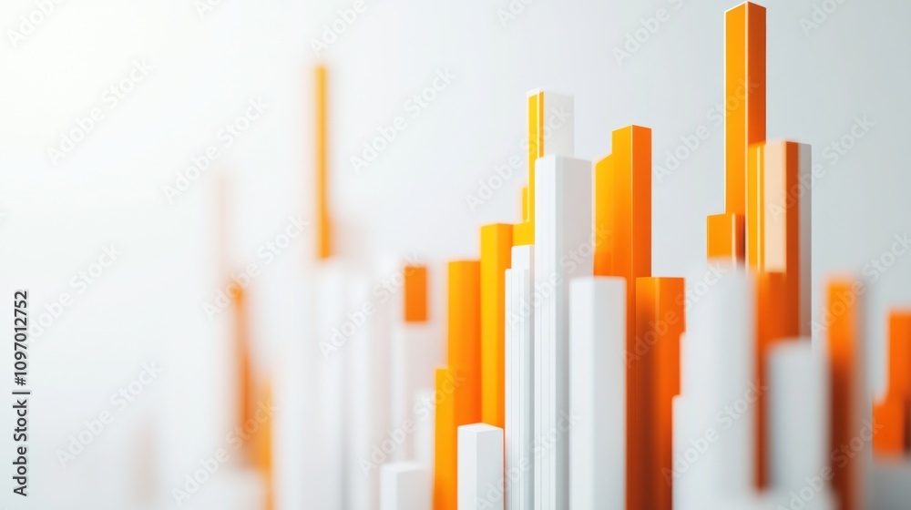 Poster Abstract representation of data with orange and white vertical bars.
