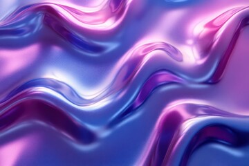 Fototapeta premium dazzling metallic liquid background showcases an abstract neon texture, with a wavy glossy surface reflecting vibrant blue and purple hues, creating a mesmerizing visual experience