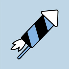 Striped fireworks rocket with a fuse vector icon