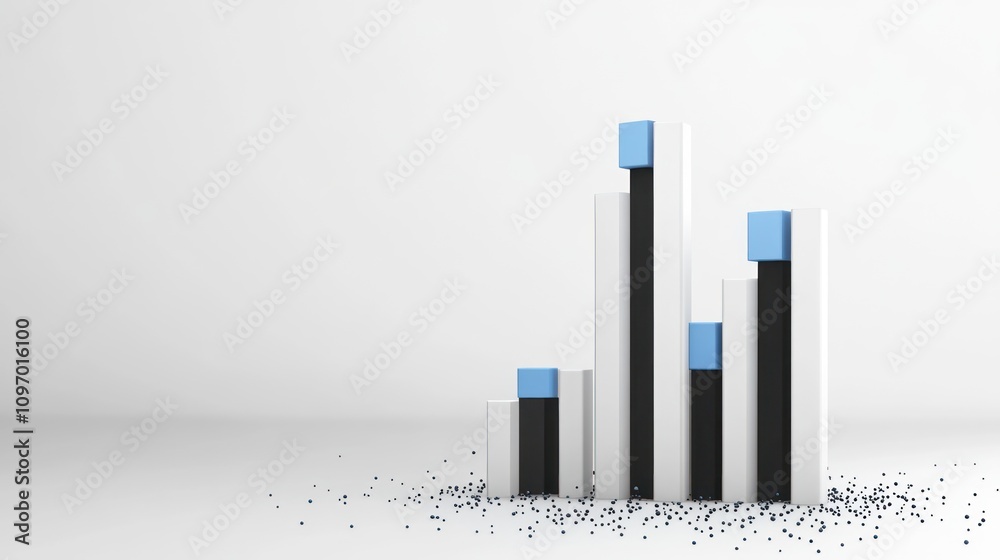 Leinwandbilder a 3d bar chart with varying heights and colors, representing data visualization.