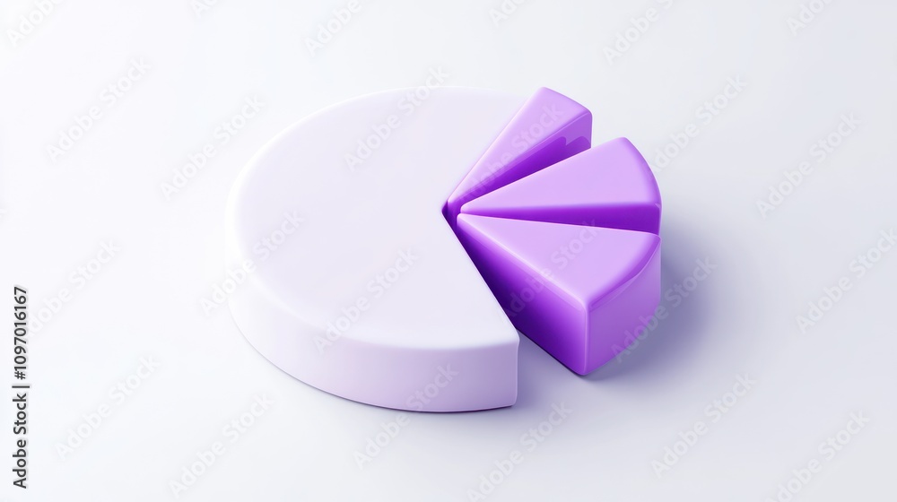 Poster A stylized pie chart with a purple segment removed, representing data visualization.