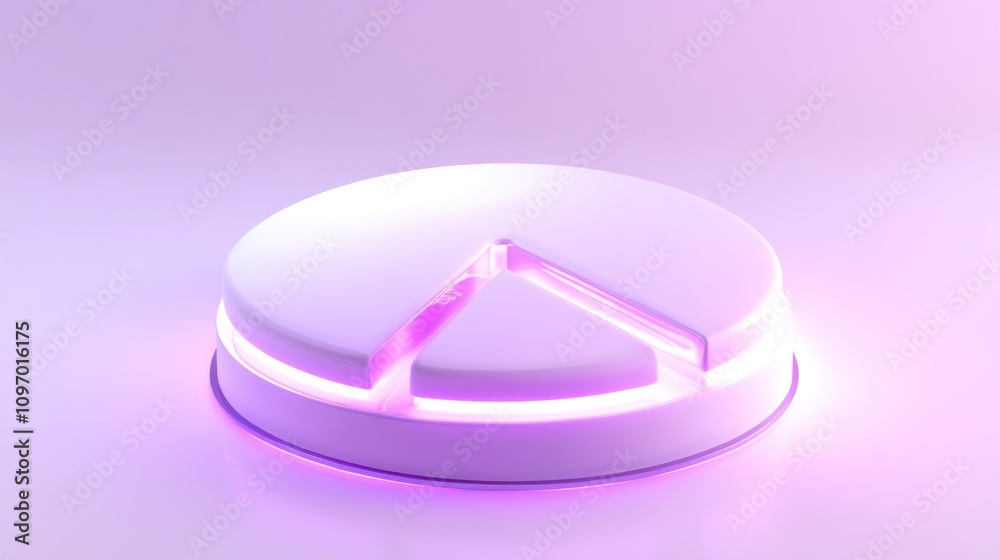 Poster a sleek, modern device with a triangular cutout, illuminated by soft purple light.