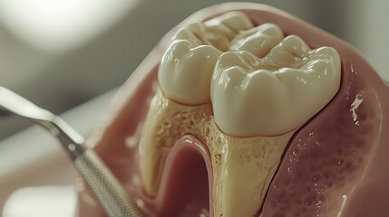 Dental Model Shows Molar Teeth and Gum Structure