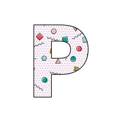 Letter P Memphis Pattern Geometric