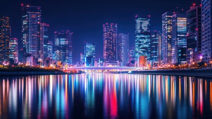 Obraz premium Night Cityscape with Reflection