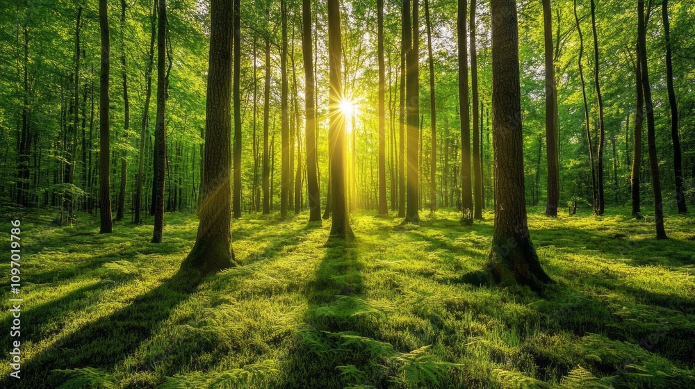 Poster a forest with trees and grass