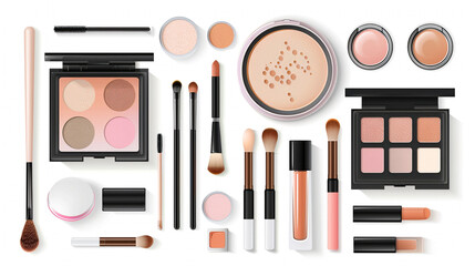 make up brushes and powder