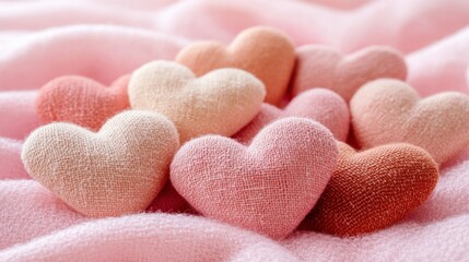 Fototapeta premium Soft Textured Hearts on Cozy Pink Fabric