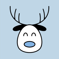 Cute reindeer character for Christmas vector icon