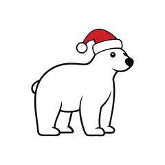 polar bear with christmas hat