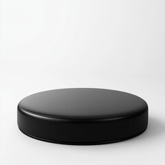 leather round black  podium on white background, photo