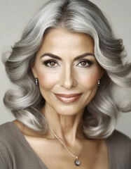 Fototapeta premium retrato de mujer madura con cabello blanco y muy atractiva