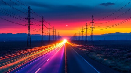 sunset on the highway