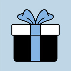 Christmas gift with ribbon and bow vector icon