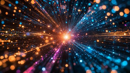 A stunning visual representation of dynamic light particles creating a sense of movement through vibrant colors, showcasing the essence of innovation.