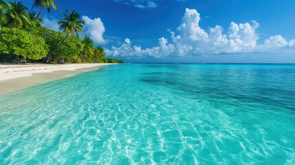 Fototapeta premium Tropical Beach Paradise White Sand Clear Turquoise Water