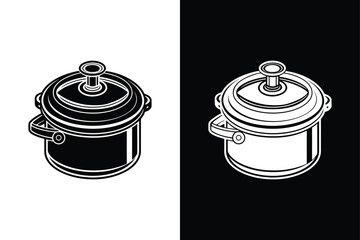 Pressure cooker icon vector on White Background Vector Art Illustration on white background.