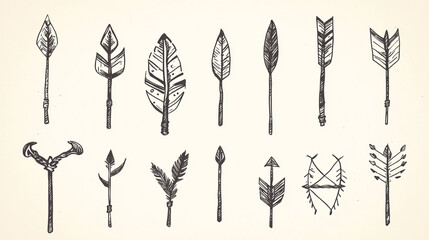 Hand Drawn Arrows  Tribal Design Elements  Boho Chic  Vintage Style  Native American Inspi