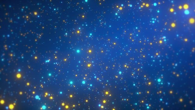Blue abstract light particle background, particle background animation, blue yellow background, 4k video, motion design