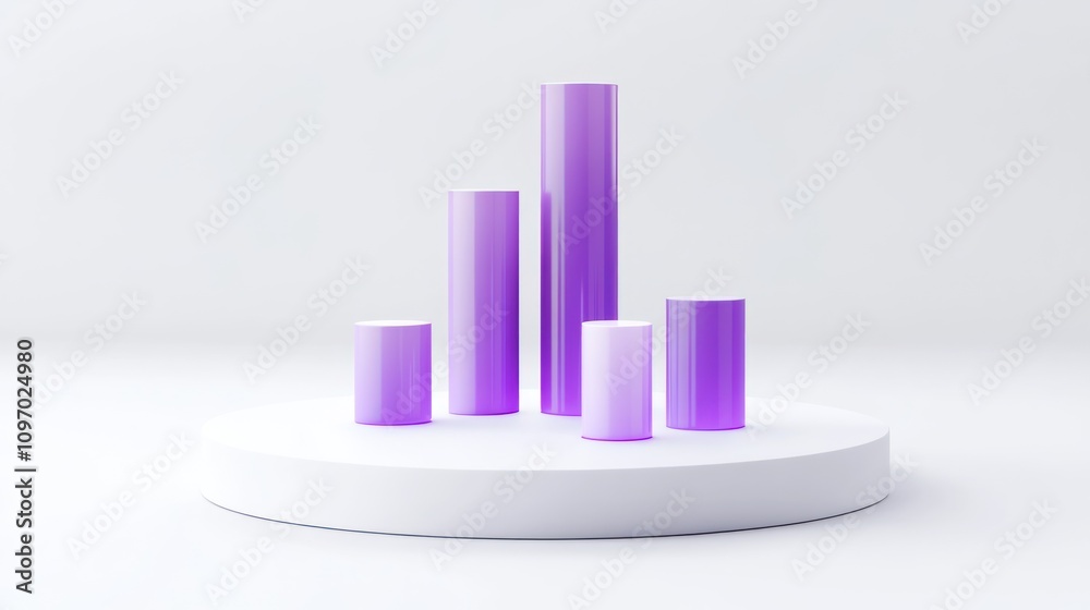 Aufkleber a minimalist display of purple cylindrical shapes on a circular platform.