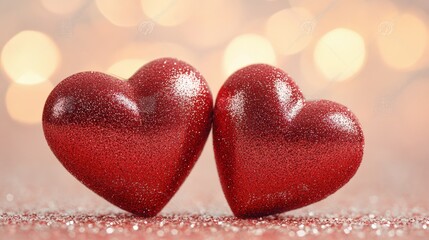 Obraz premium Shiny Red Hearts Symbolizing Love and Togetherness