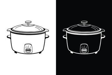 Slow cooker icon or Rice Cooker Icon vector on White Background Vector Art Illustration on white background.