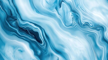 Obraz premium Abstract Blue Marble Swirls: A Serene Painting of Fluid Design