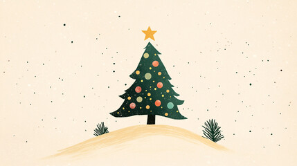 Festive Christmas Tree Illustration  Winter Holiday Design  Xmas Decor  Seasonal Greeting