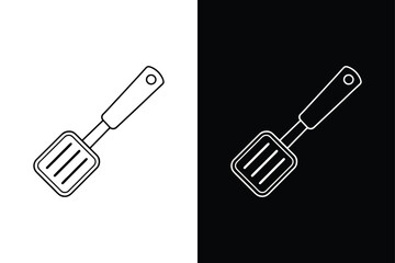 Grill fork and spatula tool icon vector on White Background Vector Art Illustration on white background.
