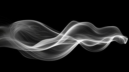 Abstract White Wave Design on Black Background