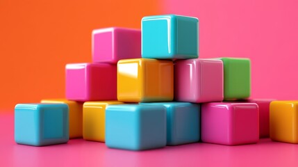 Obraz premium Colorful Cubes Stacked in a Pyramid Shape