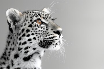Fototapeta premium Leopard Standing Proudly and Looking Away with White Background for Wildlife Scene