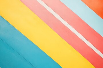 Bright diagonal stripes in yellow, blue, pink, empty space