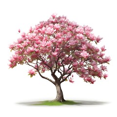 Fototapeta premium Magnolia Tree Isolated Against a Plain Background 