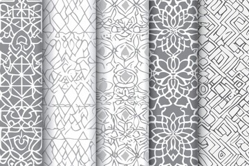 Collection of seamless ornamental vector patterns and sophisticated designs.