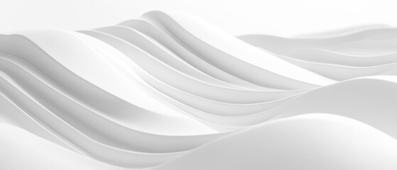 Abstract White Waves Smooth Curves Design