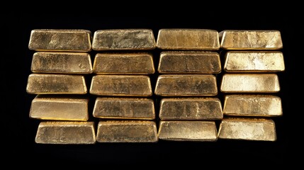 A Stack of Gold Bars on Black Background