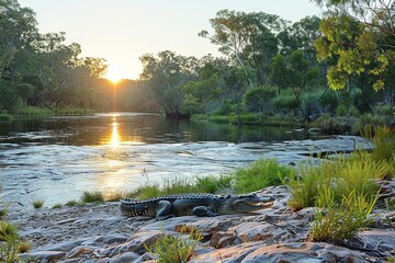 Saltwater Crocodile Hunting Near Hunter River in Australia s Mitchell River National Park