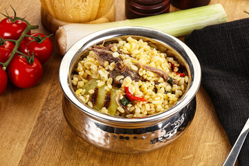 Bulgur with lamb and vegetables