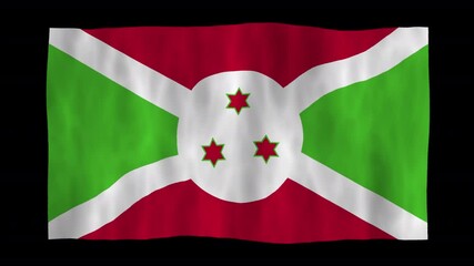 Looping animation of a waving 3D Burundi flag with alpha channel